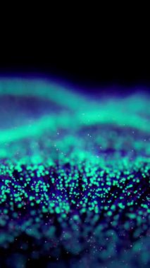 Dijital uzayda perspektif ızgarası ile hareket eden kamera. Teknoloji, gelecek ve dijital dünya temaları için kusursuz döngü