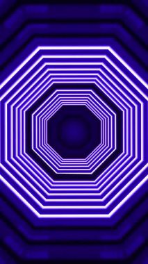 Parlayan mor çizgileri olan canlı bir sekizgen desen büyüleyici bir görsel etki yaratıyor.