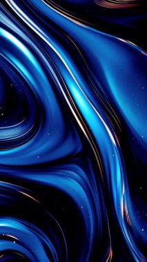 Parıldayan Parçacıklarla Soyut Mavi ve Altın Girdap Sıvısı