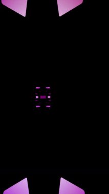 Parlayan neon çizgiler tünelin içinde dönüyor, mavi pembe pembe tayf, etrafında dönen şekiller, döngülü animasyon