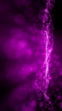  Dijital pembe toz parçacıklarının animasyonu ve ışık ışını küçük küre parçacık çizgisinin yükselişi