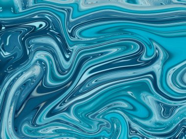 Bu canlı soyut kompozisyonda büyüleyici bir sıvı dokusu yaratan bir dizi turkuaz ve mavi renk sergileniyor. Tasarım karmaşık kalıplarda hareket ve derinliği çağrıştırıyor..