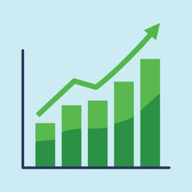 Yükselen Ok Finansal Büyümeyi Gösteren Yeşil Çubuk Grafiği