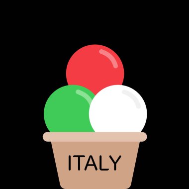 İtalya 'nın kültürünü, geleneklerini ve yemek pişirme zevkini sembolize eden ulusal gururu gösteren bir fincanda İtalyan dondurması tasviri.