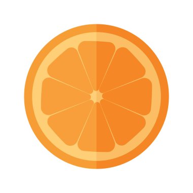 Portakal dilimli parlak ve minimalist düz tasarım. Simetri ve canlı turuncu renkler onu gıda temaları, reklamlar veya eğitimsel kullanım için mükemmel hale getiriyor..