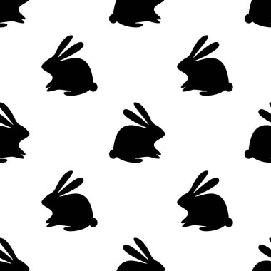 Tatlı siluet tavşancıkları olan modern, pürüzsüz desenler. Yumuşak paskalya renkleri, beyaz arka planda pürüzsüz şekiller. EPS10 vektörü