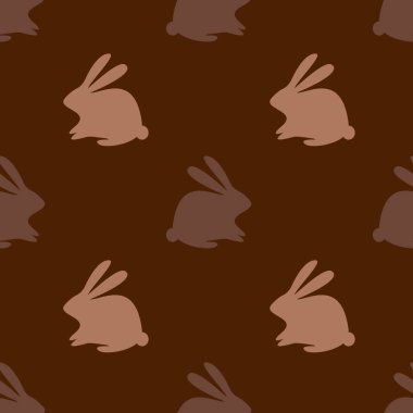 Tatlı siluet tavşancıkları olan modern, pürüzsüz desenler. Yumuşak paskalya renkleri, çikolata tonlarında pürüzsüz şekiller. EPS10 vektörü