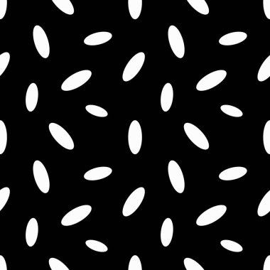 Modern kusursuz vektör deseni. Siyah arka planda beyaz oval yazdır. Basit soyut arkaplan. Modern tekstil arka plan tasarımı