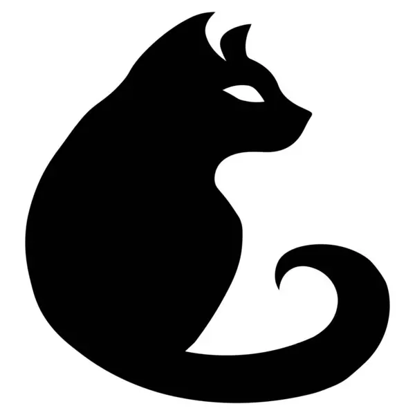 Beyaz arka planda kedi silueti logosu tasarım vektör çizimi