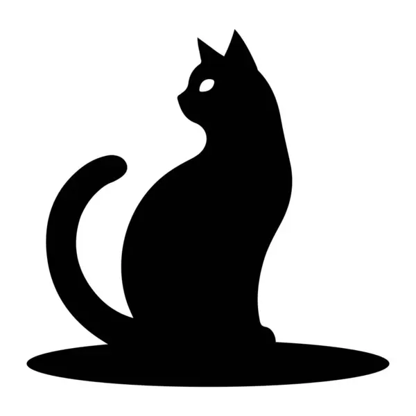 Beyaz arkaplanda kedi silueti simgesi tasarım vektör çizimi