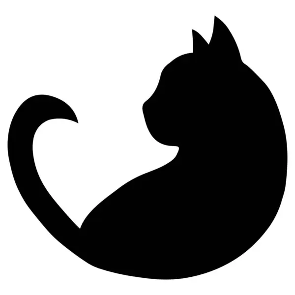 Beyaz arkaplanda kedi silueti logosu veya simge tasarımı vektör sanat çizimi