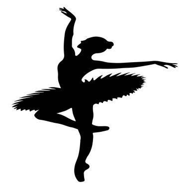 Graceful ballet dancer silhouette in mid-leap. A striking black silhouette of a ballerina mid-leap, showcasing the elegance of ballet. clipart