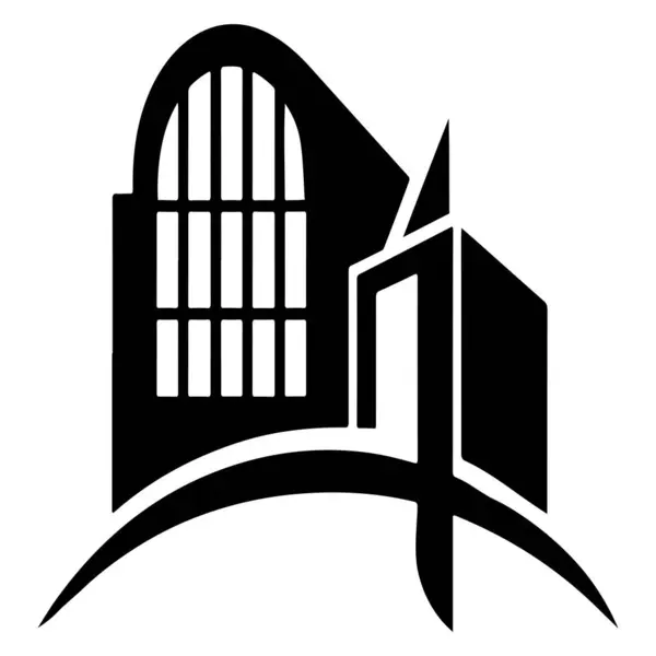 Binanın Modern Mimari Logosu Biçimlendirilmiş, siyah-beyaz, bir binanın vektör grafiği.