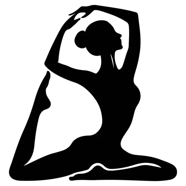 Kadın Yogası, Siluet Vektör Sanatı Resmini Beyaz Arkaplanda, yoga pozu veren çarpıcı bir kadın silueti.