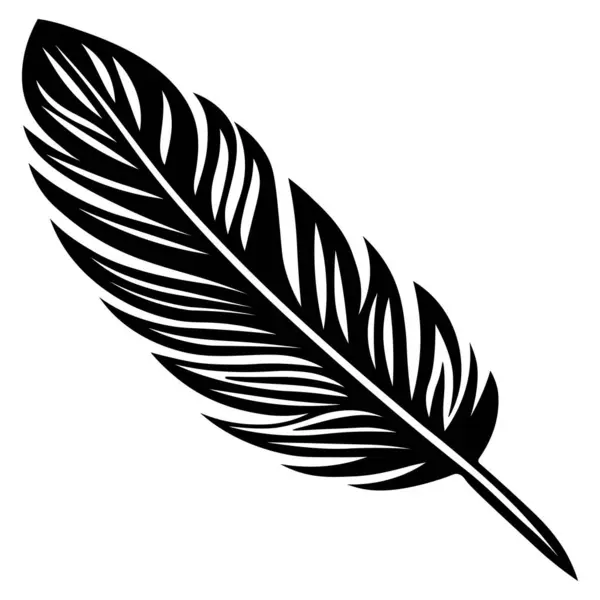 Feather Graphic Design Silhouette Vector Art Illustration On A White Forground, a styliized, graphic illustration of a feather, perfect for use for logo design, branding, or other Creative Project.