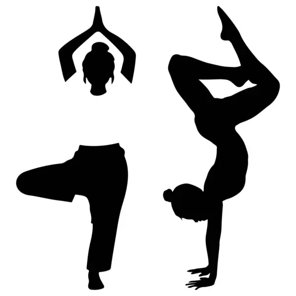 Kadın yogası, Beyaz Arkaplan 'da Vektör Sanat Çizimlerini esnetiyor