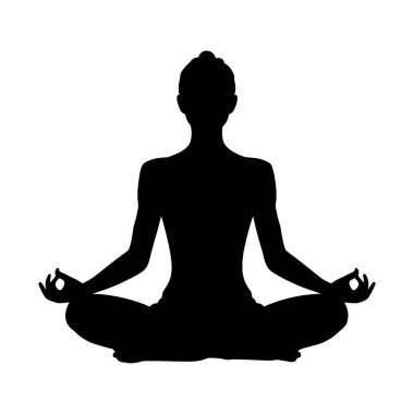 Huzurlu bir şekilde yoga yapan bir kadının silüeti..
