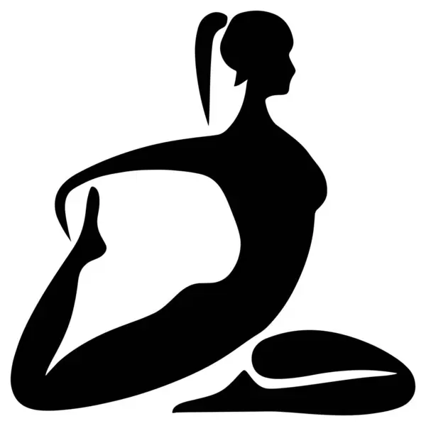 Modern, şık bir siluet, yoga pozu veren bir kadın..