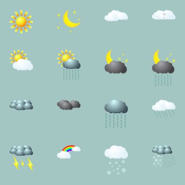 modern bulut hava simgesi koyu arkaplanda ayarlandı