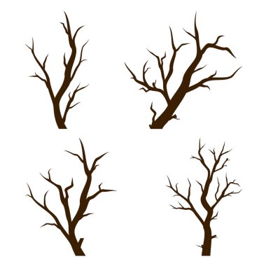 Beyaz arkaplanda izole edilmiş ağaç dalları, vektör illüstrasyonu.