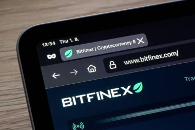 OSTRAVA, CZECHIA - AUGUST 1, 2024: Website of Bitfinex platform to buy and sell crypto currencies clipart