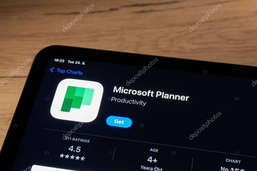OSTRAVA, CZECHIA - SEPTEMBER 24, 2024: App store with Microsoft Planner productivity app to be installed