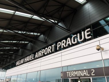 PRAGUE, CZECH REPUBLIC - MARCH 28, 2024: Departures Terminal 2 of Prague Vaclav Havel Airport, Czechia clipart