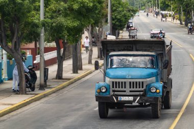 VARADERO, CUBA - AUGUST 30, 2023: Soviet ZIL-131 tipper truck in streets of Varadero, Cuba clipart