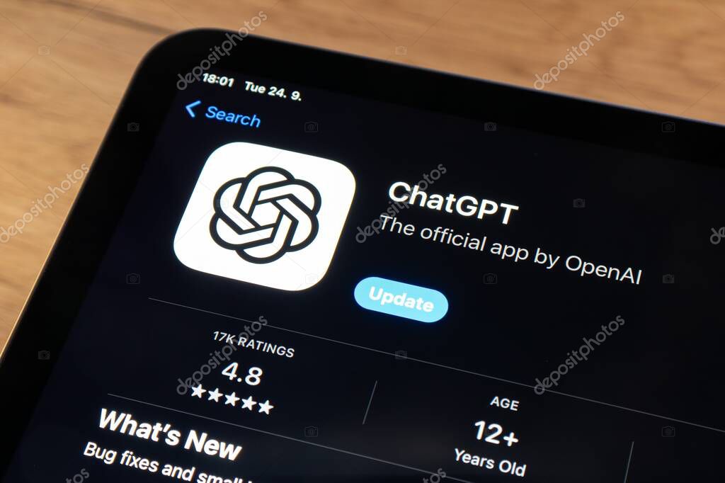 OSTRAVA, CZECHIA - SEPTEMBER 24, 2024: App store with ChatGPT chatbot mobile application to be installed