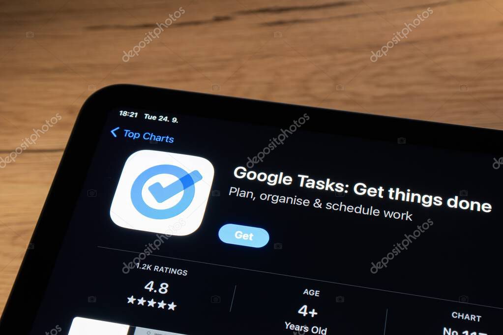 OSTRAVA, CZECHIA - SEPTEMBER 24, 2024: App store with Google Tasks mobile app to be installed on Apple device