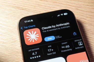 OSTRAVA, CZECHIA - JANUARY 27, 2025: App store with Claude by Anthropic chatbot mobile application to be installed clipart