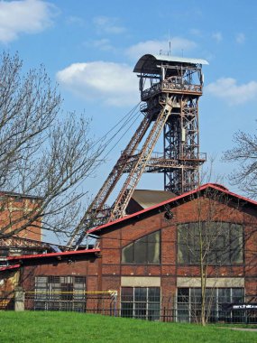 Çek Cumhuriyeti 'nin Ostrava bölgesinde kömür madeni Michal, günümüzde bir müze, dikey görüntü