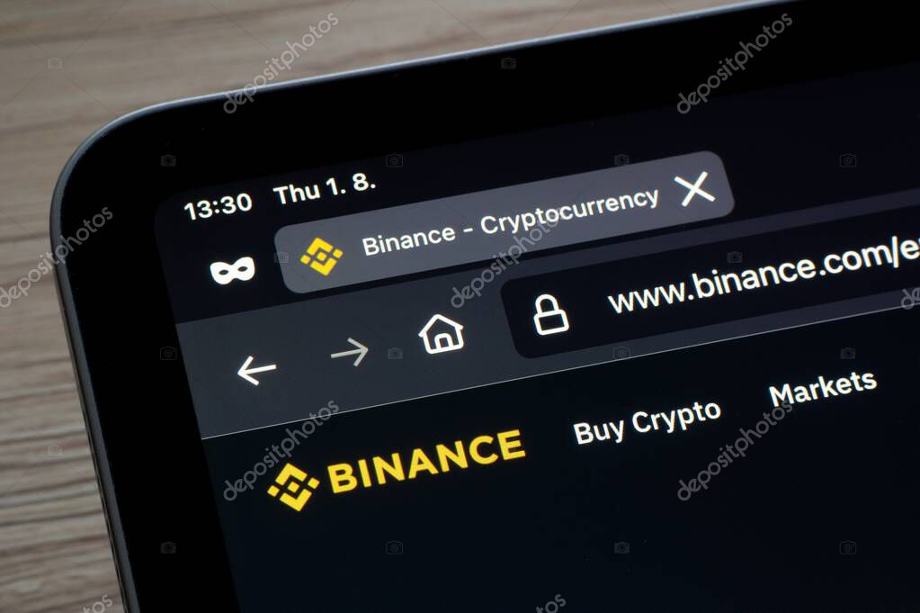 OSTRAVA, CZECHIA - AUGUST 1, 2024: Website of Binance cryptocurrency exchange on electronic device, tablet