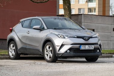 HAVIROV, CZECHIA - 29 ARALIK 2023: Silver Toyota C-HR AX10 Compact Crossover Car