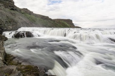 İzlanda, Avrupa 'daki Gullfoss şelalesinin üst kısmı.
