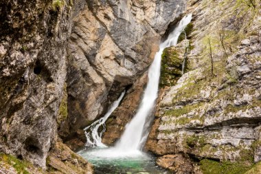 Slovenya 'da Ukanc yakınlarında temiz su bulunan Savica şelalesi