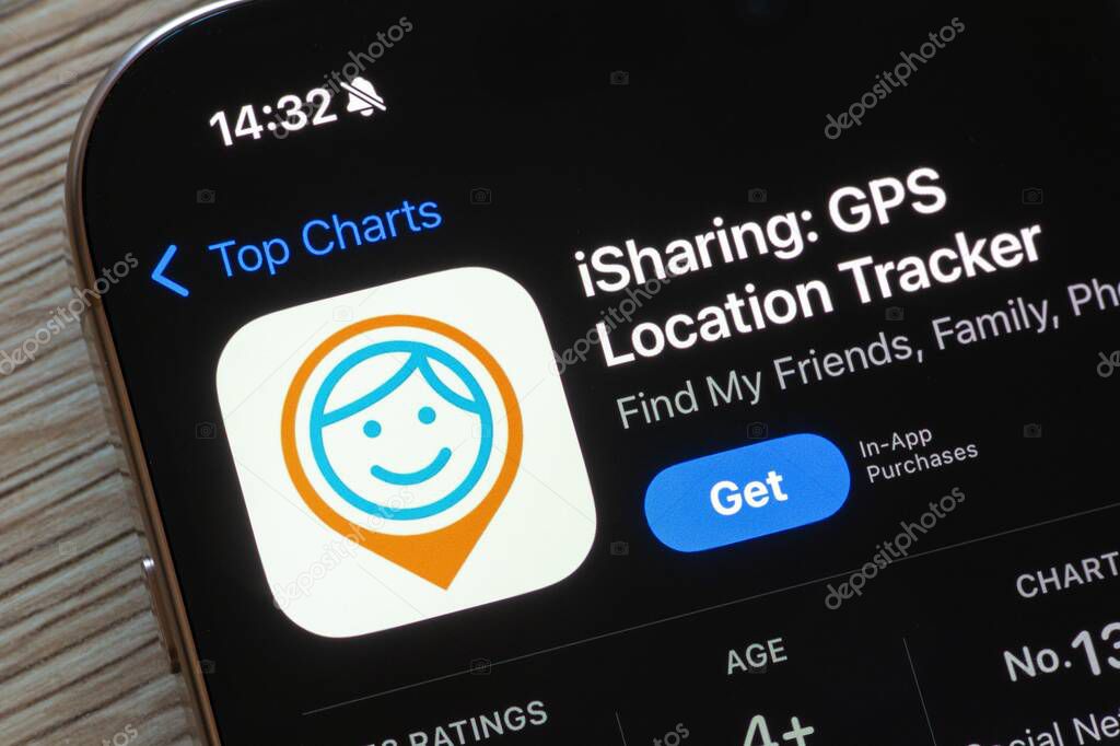 OSTRAVA, CZECHIA - NOVEMBER 23, 2024: Apple app store with iSharing GPS Location Tracker mobile application to be installed