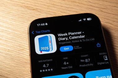 Ostrava, Çek Cumhuriyeti - 27 Ocak 2025: Apple uygulama mağazası Hafta Planlayıcısı - Apple aygıtına yüklenecek günlük ve takvim mobil uygulaması