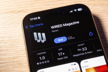 Ostrava, Çek Cumhuriyeti - 28 Ocak 2025: Wired Magazine haber uygulamalı Apple uygulama mağazası
