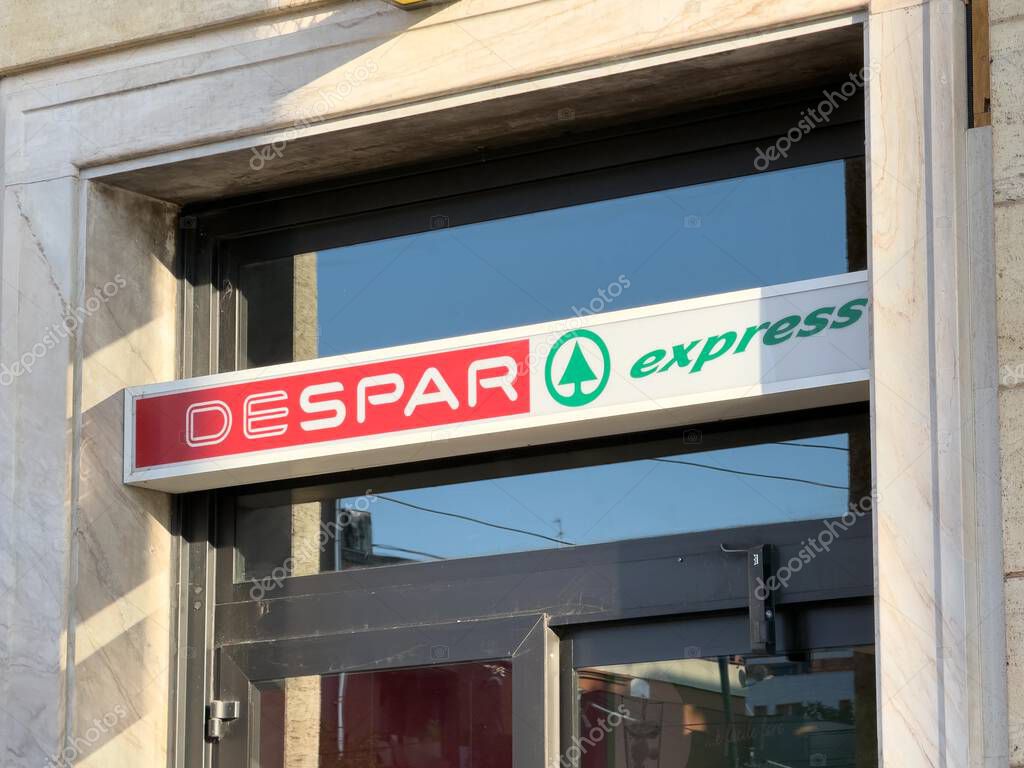 Venice, Italy - November 1, 2024: DeSpar Express grocery shop entrance in Venice, Italy