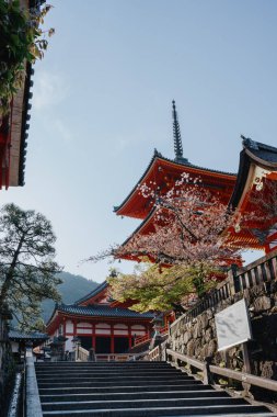 Kyoto, Japan - April 4, 2023: Kiyomizu-dera temple Niomon Gate. Historic Monuments of Ancient Kyoto UNESCO World Heritage Site. High quality photo clipart