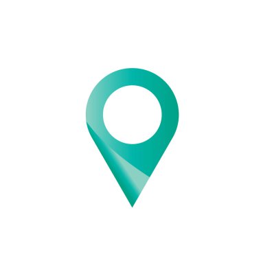 Konum simgesi vektörü. Beyaz arkaplanda iğne izi var. Navigasyon haritası, GPS, yön, yer, pusula, bağlantı, arama kavramı.