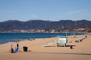 Kışın Los Angeles 'ta Santa Monica Plajı