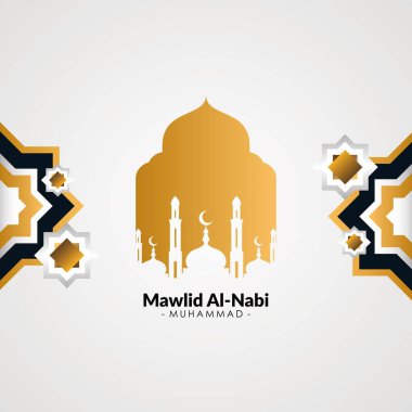 Mawlid Nabi Muhammad ya da İslami İslami Cami Tasarım Vektörü Çizimi