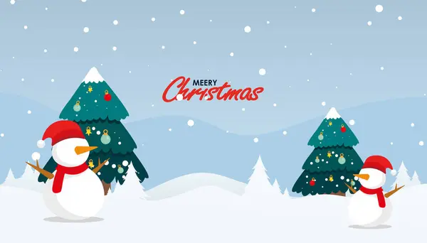 Noel ağaçları ve kardan adam vektör çizimi tasarımı