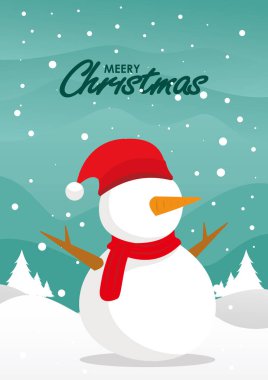 Kardan adam vektör tasarımlı mutlu noel kartları