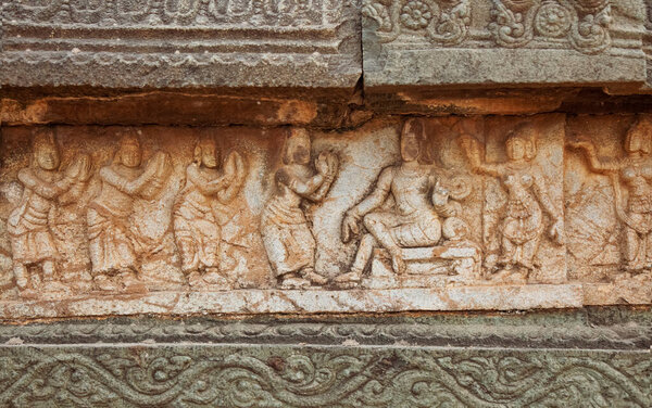 Ancient stone carvings of the 15th century at Hampi Karnataka