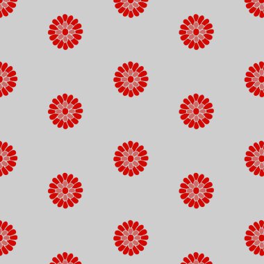 Kırmızı vektör çiçeği. Gri arkaplan. vektör çiçeği. Çiçek deseni