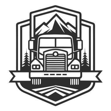 Araba Ağır Görev Kamyonu Çizgisi Sanat Logosu Simgesi Vektör Sanatı Yazdırma Tasarımı