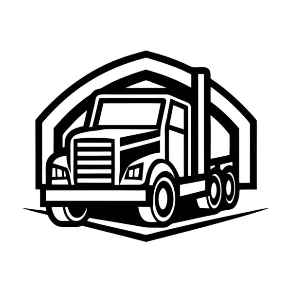 Araba Ağır Görev Kamyonu Çizgisi Sanat Logosu Simgesi Vektör Sanatı Yazdırma Tasarımı